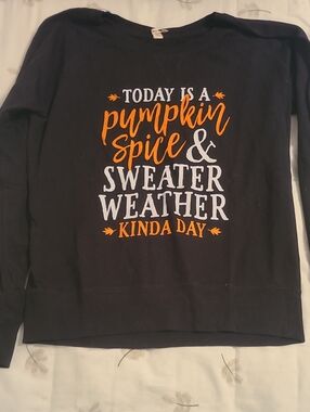 Pumpkin Spice Sweater Weather Graphic Sweatshirt - Black & Orange